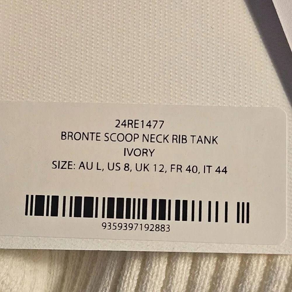 Aje Women’s Ivory L Ribbed Tank Top Minimalist Chic Quiet Luxury Capsule Wardrob - Picture 9 of 14